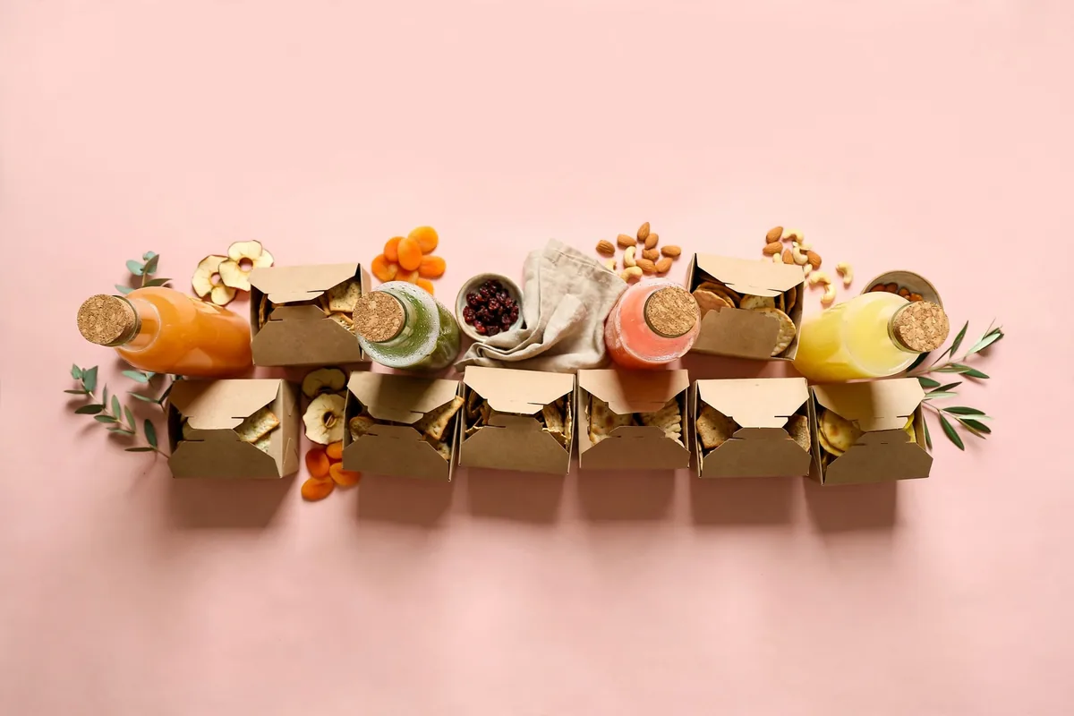 Snack boxes on a table